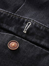 Lapel Collar Knit Denim Jacket with Long Sleeves