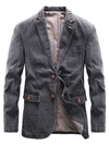 Lapel Collar Knit Denim Jacket with Long Sleeves