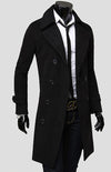 Men's Double Breasted Lengthened Simple Wool Coat 3