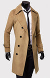 Men's Double Breasted Lengthened Simple Wool Coat 3