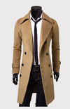 Men's Double Breasted Lengthened Simple Wool Coat 3