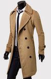 Men's Double Breasted Lengthened Simple Wool Coat 3