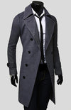 Men's Double Breasted Lengthened Simple Wool Coat 3