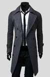 Men's Double Breasted Lengthened Simple Wool Coat 3