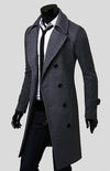 Men's Double Breasted Lengthened Simple Wool Coat 3