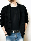 Men's Solid Color Knit Front Sweater Cardigan - 0