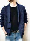 Men's Solid Color Knit Front Sweater Cardigan - 0