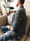 Men's Solid Color Knit Front Sweater Cardigan - 0