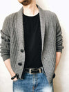 Men's Solid Color Knit Front Sweater Cardigan - 0