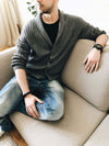 Men's Solid Color Knit Front Sweater Cardigan - 0