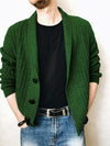 Men's Solid Color Knit Front Sweater Cardigan - 0