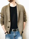 Men's Solid Color Knit Front Sweater Cardigan - 0