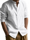 Linen long-sleeved stand-up collar breathable casual men's shirt
