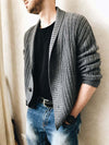 Men's Solid Color Knit Front Sweater Cardigan - 0